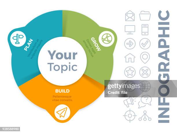 illustrations, cliparts, dessins animés et icônes de trois option infographie - trois objets