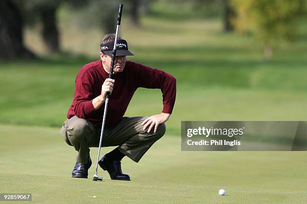 Des Smyth of Ireland in action during the first round of the OKI Castellon Senior Tour Championship played at Club de Campo Mediterraneo on November...