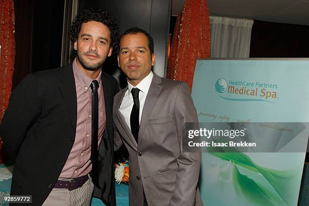 Musicians Julio Briceno and Mauricio Arcas of Los Amigos Invisibles and attends the the 10th Annual Latin GRAMMY Awards Gift Lounge held at the...