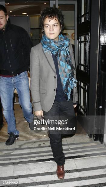 Jamie Cullum sighted leaving BBC Radio 2 on November 6, 2009 in London, England.