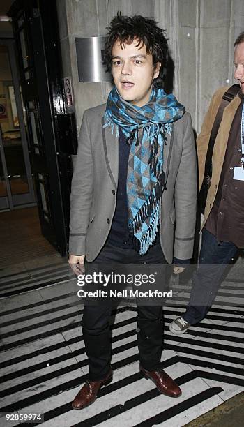 Jamie Cullum sighted leaving BBC Radio 2 on November 6, 2009 in London, England.