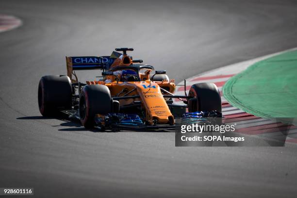 Fernando Alonso of Team McLaren-Honda with McLaren MCL33 car seen during F1 Test Days in Montmelo circuit.