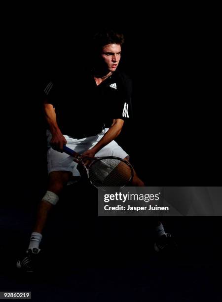 Gilles Simon of France in action during his quarter final match against Mikhail Youzhny of Russia during the ATP 500 World Tour Valencia Open tennis...