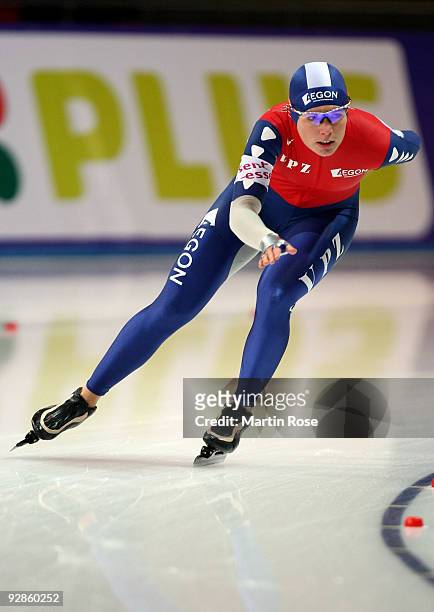 Diane Valkenburg of Netherlands competes in the women 3000 m - Division A race during the Essent ISU World Cup Speed Skating on November 6, 2009 in...