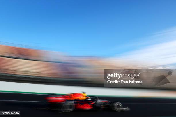 Daniel Ricciardo of Australia driving the Aston Martin Red Bull Racing RB14 TAG Heuer on track during day two of F1 Winter Testing at Circuit de...