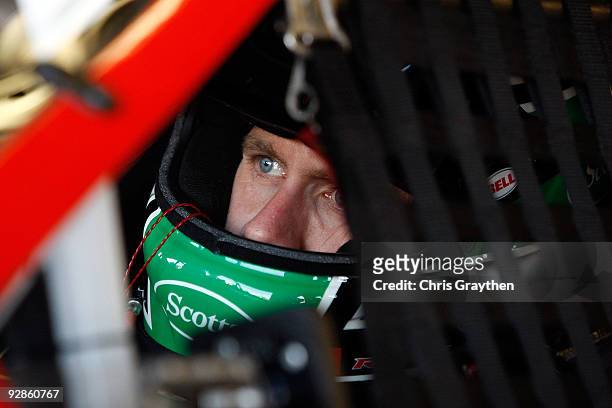 Carl Edwards drives the Ortho Ford during practice for the NASCAR Nationwide Series O'Reilly Challenge at Texas Motor Speedway on November 6, 2009 in...