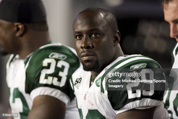 Leon Washington of the New York Jets during a game against the Miami Dolphins at Giants Stadium on November 1, 2009 in East Rutherford, New Jersey.