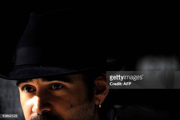Irish actor Colin Farrell gestures during the press conference for his latest film 'Triage' by Danis Tanovic at the SEFF' 09 Seville European Film...