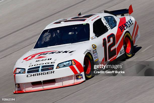 Brad Keselowski drives the Penske Dodge during practice for the NASCAR Sprint Cup Series Dickies 500 at Texas Motor Speedway on November 6, 2009 in...