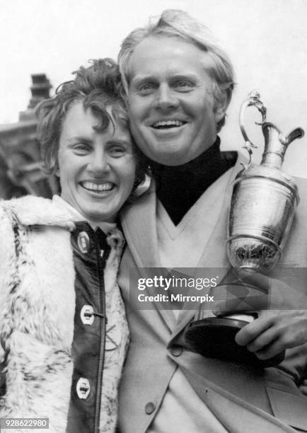 British Open 1970. St Andrews, Sunday 12th July 1970. Jack Nicklaus and wife Barbara, pictured with the trophy after winning his 2nd British Open...