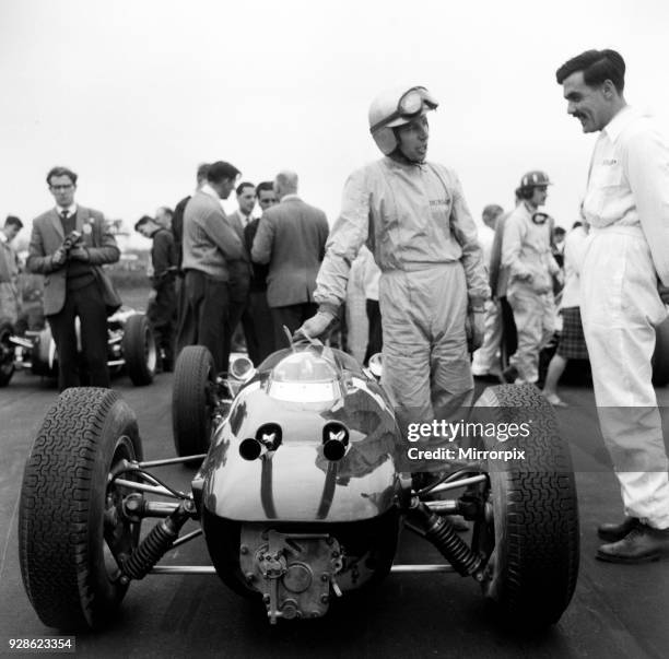 Motor Races at Goodwood. John Surtees with the new Lola Climax, 23rd April 1962.