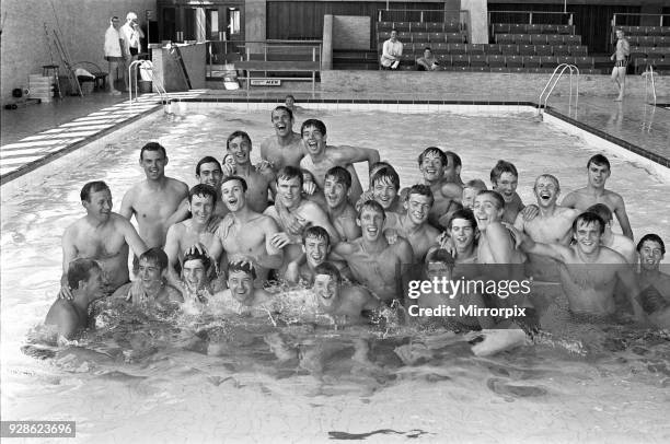 Crystal Palace Football players visit to Crystal Palace swimming baths, 18th July 1967.