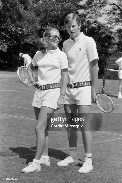 Pre Wimbledon at the Hurlingham Club. Unisex fashions by Fred Perry, 21st June 1970.