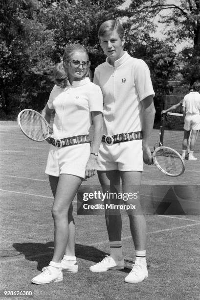 Pre Wimbledon at the Hurlingham Club. Unisex fashions by Fred Perry, 21st June 1970.