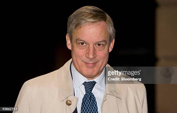 Christian Noyer, governor of the Banque de France, arrives for the G20 Finance Ministers summit at the Fairmont Hotel in St. Andrews, U.K., on...