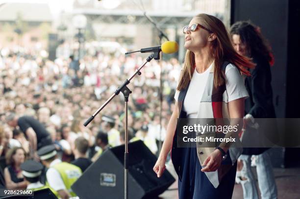 Party in the square, the BRMB Radio Party in the Square at Centenary Square in Birmingham, with a host of top stars. Pictured is Belinda Carlisle,...