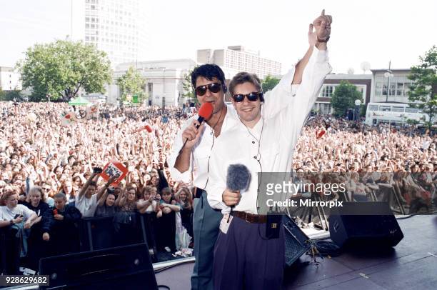 Party in the square, the BRMB Radio Party in the Square at Centenary Square in Birmingham, with a host of top stars, 30th August 1993.