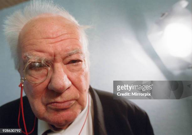 Sir Patrick Moore, Astronomer, Pictured 20th July 2001. He is at the University of Glamorgan to receive an Honorary Doctorate of Science, ScD, Doctor...