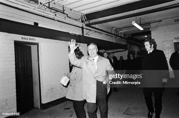 Liverpool manager Bill Shankly on his way tp the dressing room following his side's 2-1 FA Cup semi final victory over local rivals Everton at Old...