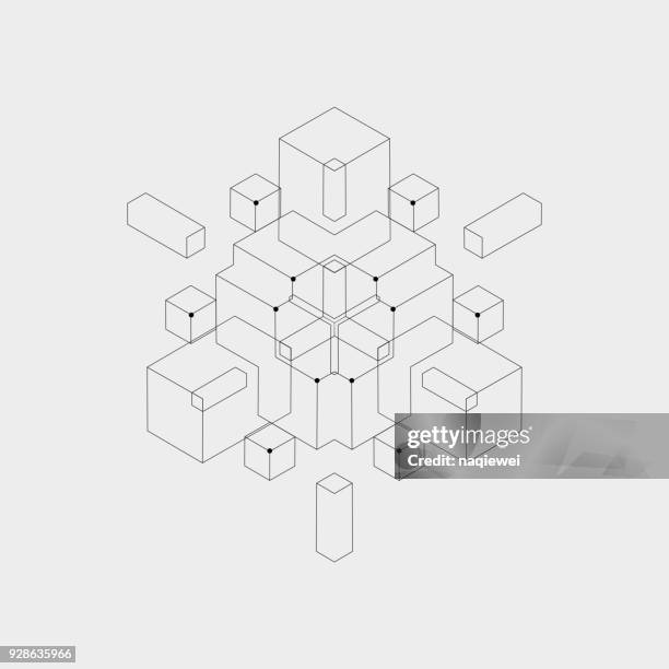 ilustrações, clipart, desenhos animados e ícones de estampa geométrico - cubo