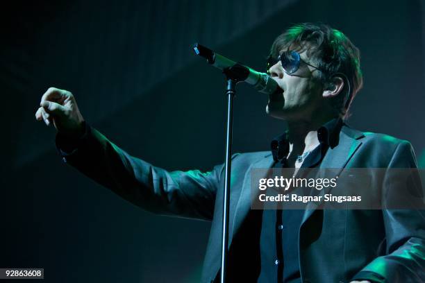 Morten Harket of A-HA performs on stage at Oslo Spektrum on November 6, 2009 in Oslo, Norway.