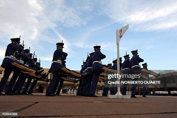 Military school cadets are seen during a ceremony were Paraguayan President Fernando Lugo named the new Commander in Chief of the Paraguayan Military...