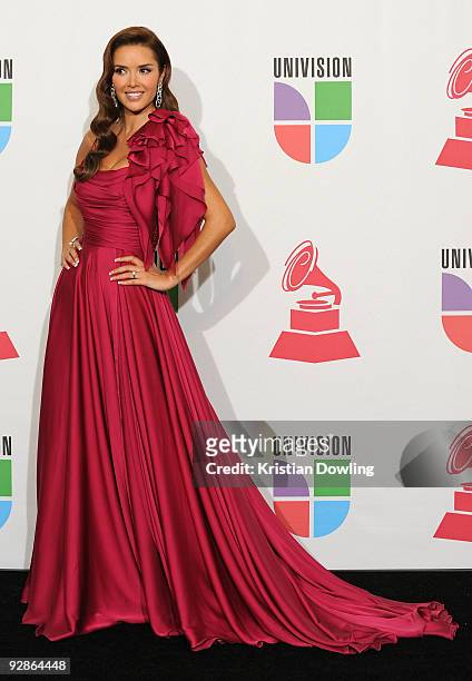 Actress Marlene Favela poses in the press room at the 10th Annual Latin GRAMMY Awards held at the Mandalay Bay Events Center on November 5, 2009 in...