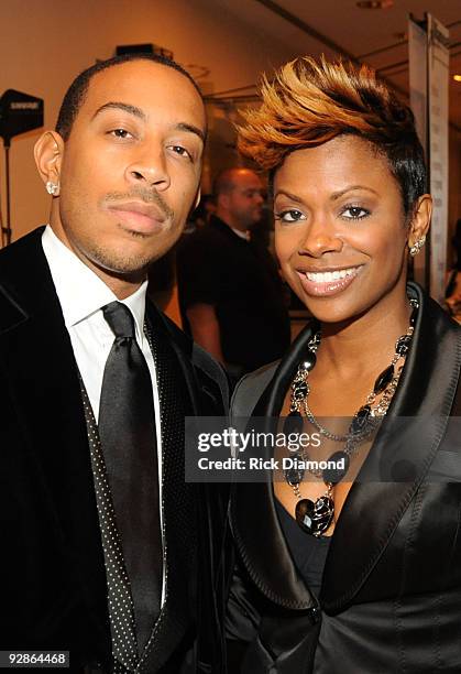 Chris "Ludacris" Bridges and Real Housewives of Atlanta Kandi Burruss at An Evening of Respect presented by The Big 'O' Foundation at The Woodruff...