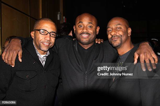 Kevin Liles, Steve Stout, and Stephen Hill attend the 2nd annual birthday blowout for Stephen Hill and Debbie "London" Coda at the Marquee Club on...