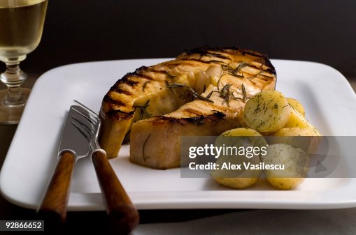Sturgeon stake with dill patatoes Sturgeon stake with dill patatoes