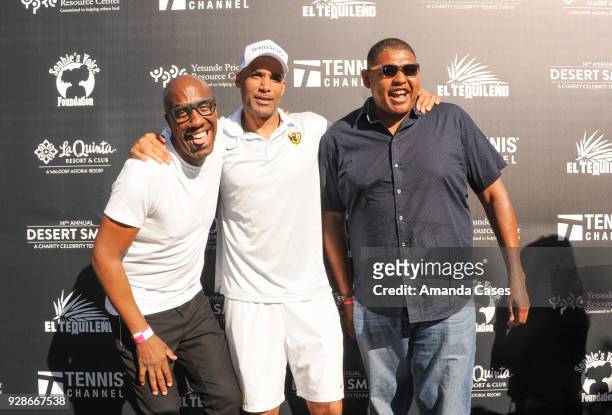 Smoove, Boris Kodjoe and Omar Miller arrive at The 14th Annual Desert Smash Celebrity Tennis Event on March 6, 2018 in La Quinta, California.