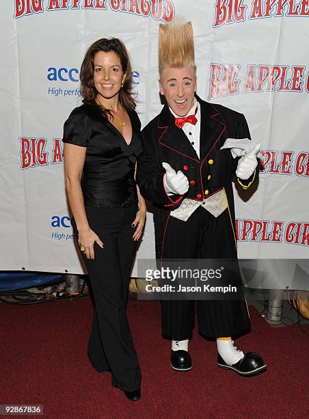 Jewelry Designer Donna Distefano and ''Bello'' The Clown attend the 2009 Big Apple Circus opening night gala benefit at Damrosch Park, Lincoln Center...