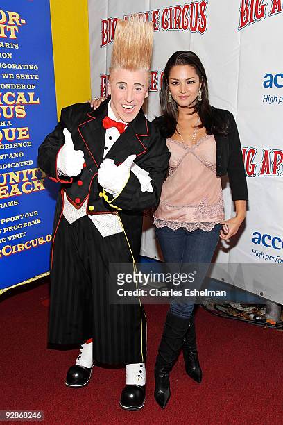 Clown Bello and actress Paula Garces attend the 2009 Big Apple Circus opening night gala benefit at Damrosch Park in Lincoln Center on November 6,...