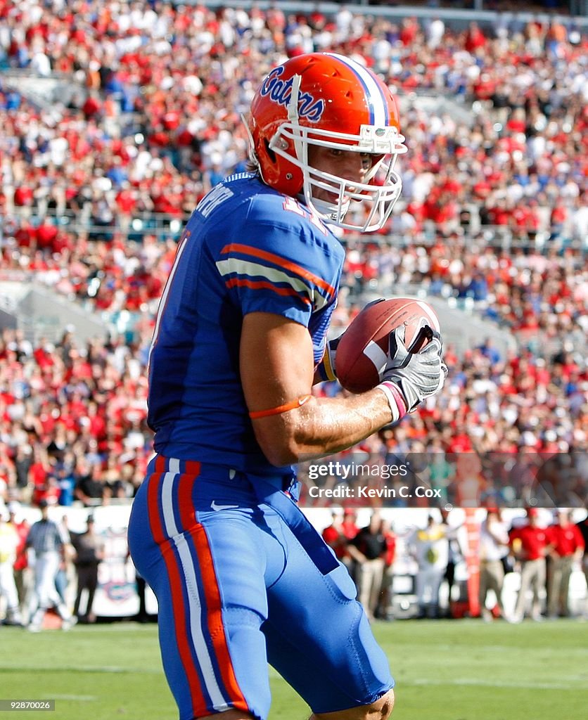 Florida Versus Riley Riley Cooper of the Florida Gators against the Georgia Bulldogs at ...
