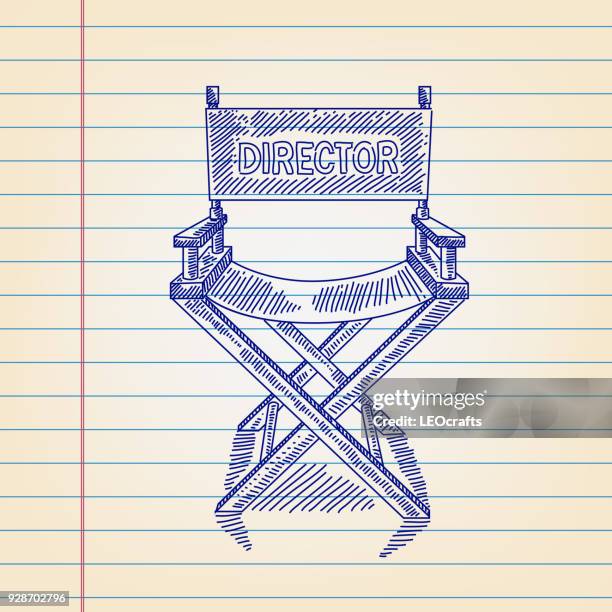director's chair drawing on lined paper - directors chair stock illustrations