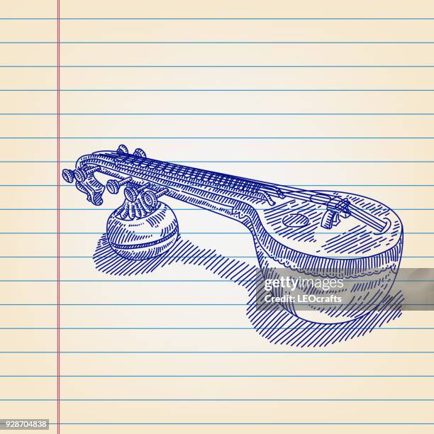 veena drawing on lined paper - veena stock illustrations