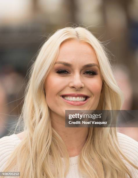 Lindsey Vonn visits "Extra" at Universal Studios Hollywood on March 7, 2018 in Universal City, California.