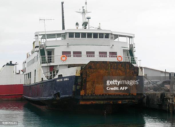 This undated file photo provided to AFP on August 6, 2009 by the Matangi Tonga Online shows the MV Princess Ashika ferry in Nuku'alofa. Officials...