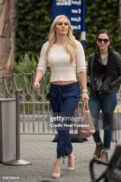 Lindsey Vonn visits "Extra" at Universal Studios Hollywood on March 7, 2018 in Universal City, California.