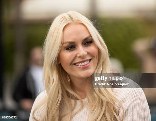 Lindsey Vonn visits "Extra" at Universal Studios Hollywood on March 7, 2018 in Universal City, California.