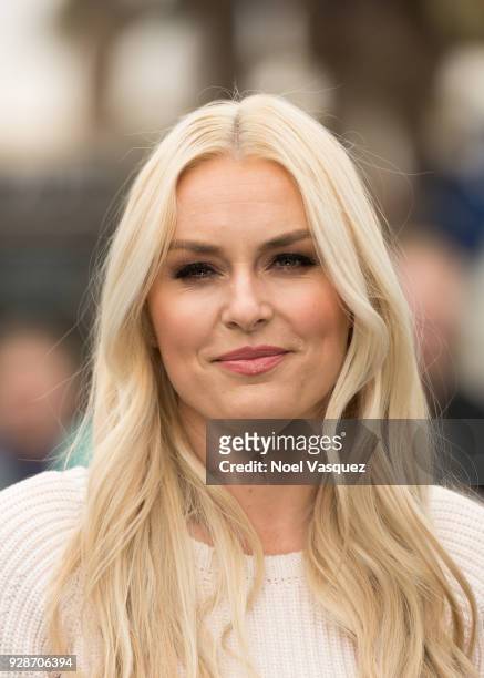Lindsey Vonn visits "Extra" at Universal Studios Hollywood on March 7, 2018 in Universal City, California.