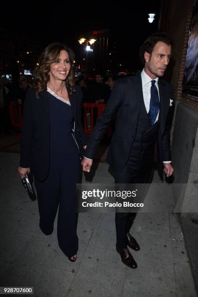 Bullfighter Finito de Cordoba and wife Arancha del Sol are seen attending the 'San Isidro 2018' bullfights fair presentation at Las Ventas Bullring...