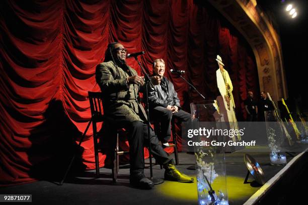 Musician Clarence Clemons and co-author Don Reo attend the "Big Man: Real Life & Tall Tales" book publishing celebration at the Hard Rock Cafe, Times...