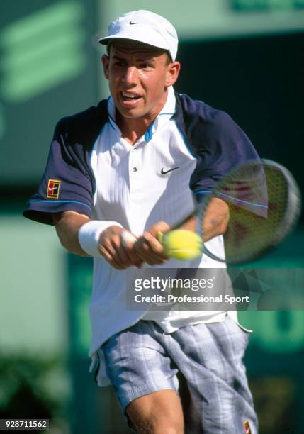 Dominik Hrbaty of Slovakia in action during the Lipton International Players Championships at the Tennis Center at Crandon Park in Key Biscayne,...