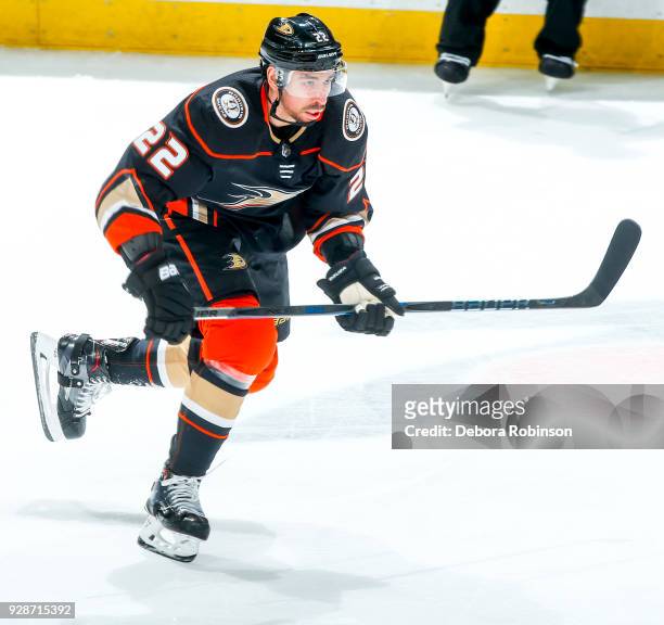 Chris Kelly of the Anaheim Ducks skates during the second period of the game against the Chicago Blackhawks at Honda Center on March 4, 2018 in...