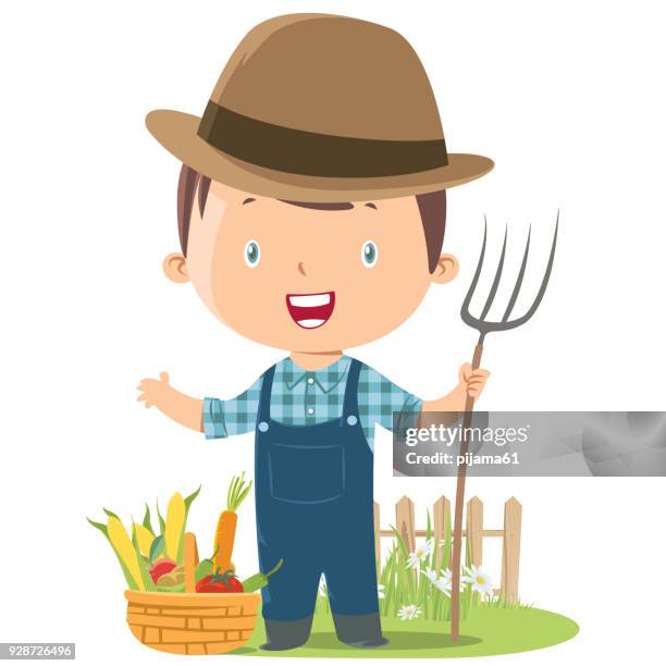 child farmer - agricultural occupation stock illustrations