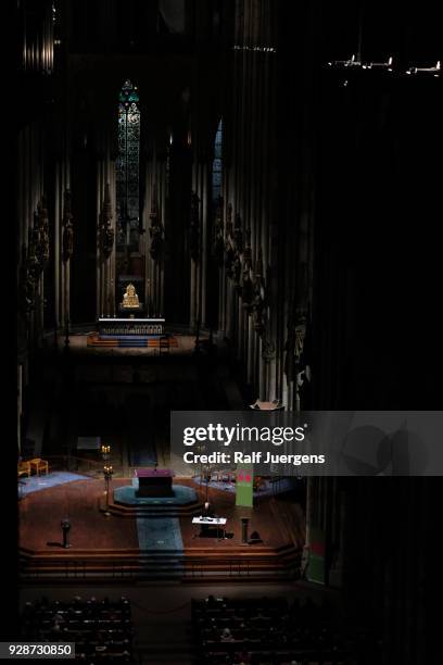 Klaus Maria Brandauer reads Fyodor Dostoyevsky's 'Grand Inquisitor' as part of the lit.COLOGNE festival at Cologne Cathedral on March 7, 2018 in...