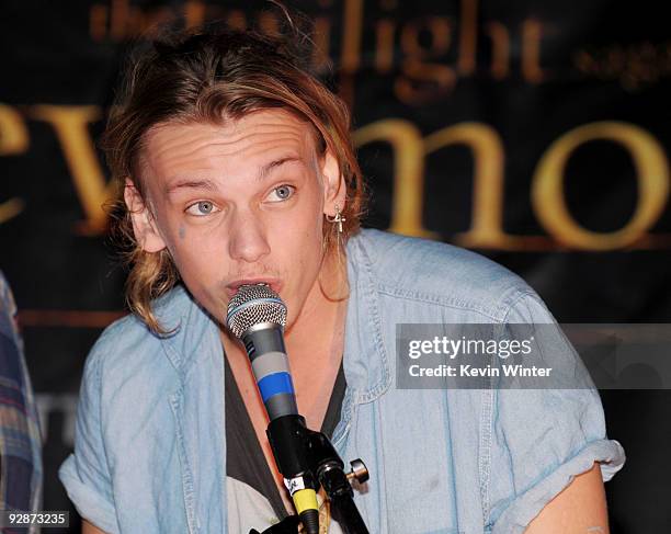 Actor Jamie Campbell Bower appears onstage at Summit's "The Twilight Saga: New Moon" Cast Tour at Hollywood and Highland on November 6, 2009 in Los...