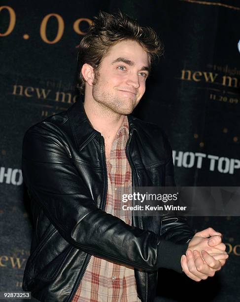 Actor Robert Pattinson appears onstage at Summit's "The Twilight Saga: New Moon" Cast Tour at Hollywood and Highland on November 6, 2009 in Los...