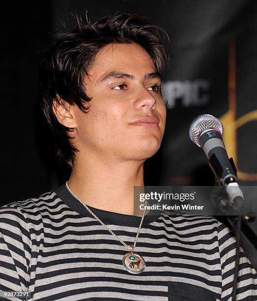 Actor Kiowa Gordon appears onstage at Summit's "The Twilight Saga: New Moon" Cast Tour at Hollywood and Highland on November 6, 2009 in Los Angeles,...